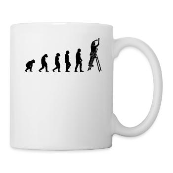 Électricien avec des outils sur l’échelle de gardien, - Mug blanc - blanc - Droite