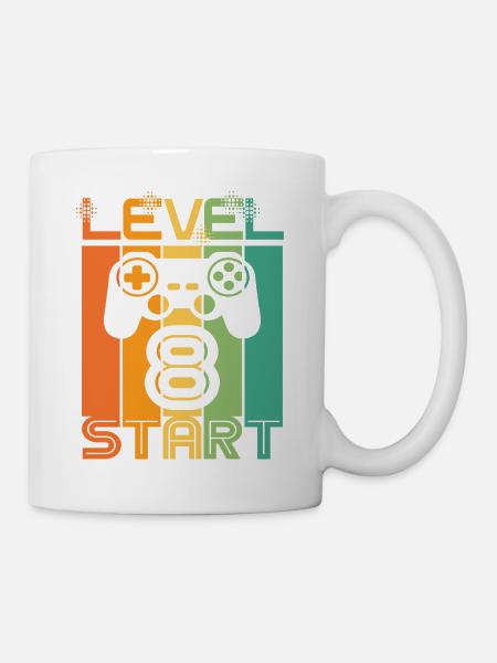 8. Geburtstag Level 8 Start Video Game Design - Tasse - Weiß