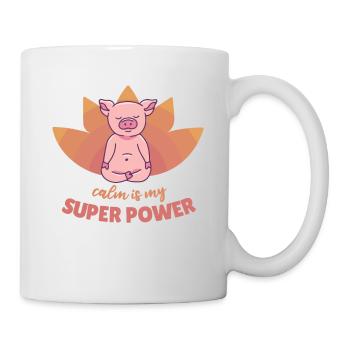 Schwein Yoga süße Schweine calm is my super power - Tasse - Weiß - Rechts