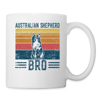 Hund Aussie Shepherd Bro - Vintage Bro - Tasse - Weiß - Rechts