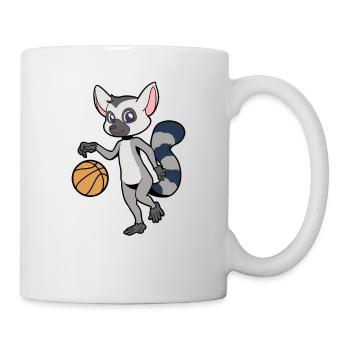 Comic Lemur plays basketball - Mug - white - Right