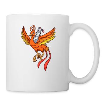 Hase reitet auf Phoenix - Tasse - Weiß - Rechts