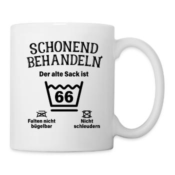 Schonend Behandeln 66. Geburtstag Der Alte Sack 66 - Tasse - Weiß - Rechts