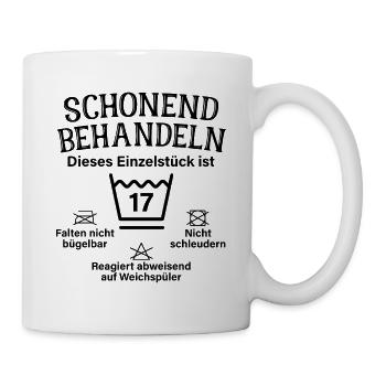 Schonend Behandeln 17. Geburtstag Einzelstück 17 - Tasse - Weiß - Rechts