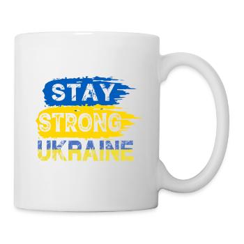 Stay strong Ukraine Blau und Gelb Flagge Frieden - Tasse - Weiß - Rechts