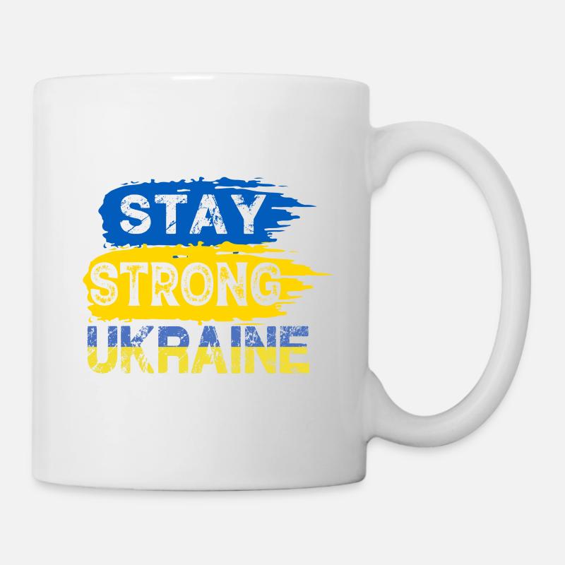 Restez fort Ukraine Drapeau Bleu et Jaune Paix - Mug blanc - blanc