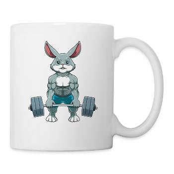 Hase Gewichtheben Fitness-Studio - Tasse - Weiß - Rechts