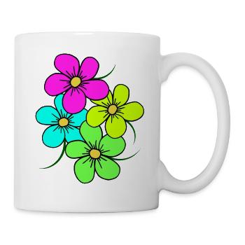 colorful flowers, bouquet, flower tendril, floral - Mug - white - Right