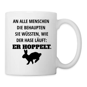 Spruch Ostern Hase lustig - Tasse - Weiß - Rechts