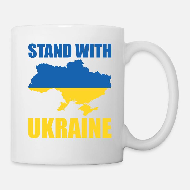 STAND WITH UKRAINE Drapeau De L' Ukraine Soutien - Mug blanc - blanc