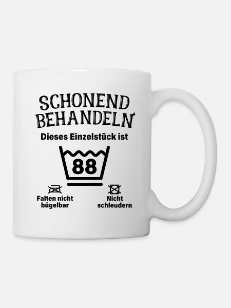Schonend Behandeln 88. Geburtstag Einzelstück 88 - Tasse - Weiß
