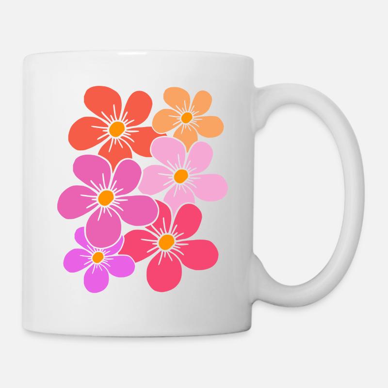 Blumen, Blumenstrauß, Blumenranke, Blumenmuster - Tasse - Weiß