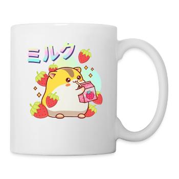 Erdbeeren Milchshake Hamster - Tasse - Weiß - Rechts