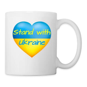 Stand with Ukraine Heart yellow blue flag Ukraine - Mug - white - Right