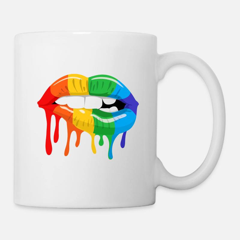 Rainbow Lip Bite LGBT Pride Month Gay Bi Trans - Tasse - Weiß
