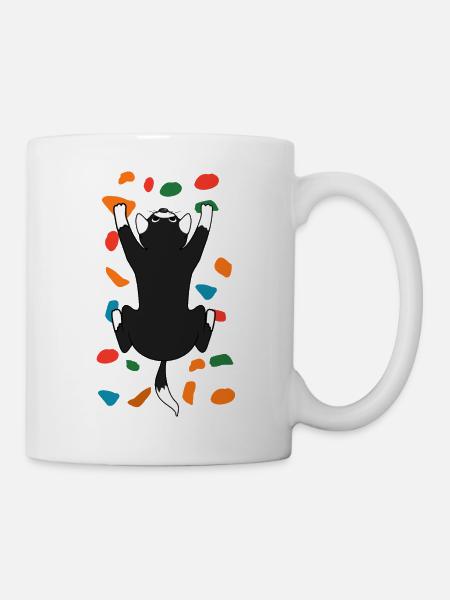 Katze Bouldern - Tasse - Weiß