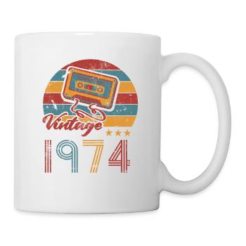 Birthday 1974 Year of construction Cassette Retro Vintage - Mug - white - Right
