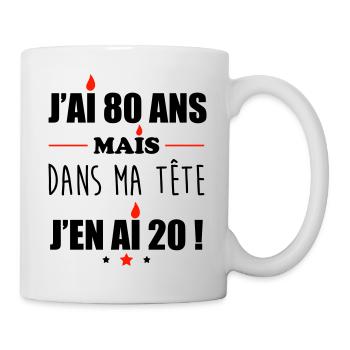 Pas 80 ans anniversaire, cadeau d'anniversaire - Mug blanc - blanc - Droite