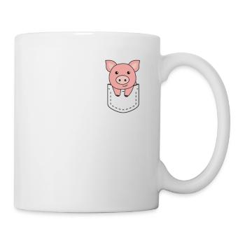Pig in pocket cute pigs in breast pocket - Mug - white - Right