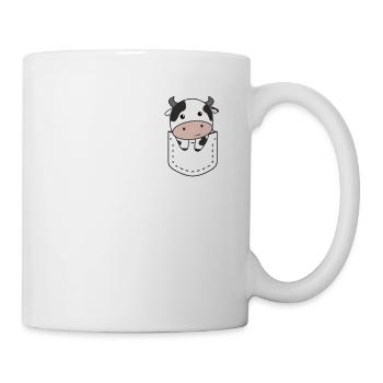 Cow in Bag Cute Cow in Breast Pocket - Mug - white - Right