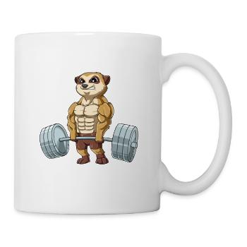 Erdmännchen Gewichtheben Fitness-Studio - Tasse - Weiß - Rechts