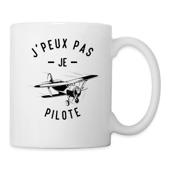 J'peux pas je pilote, Cadeau rétro avion - Mug blanc - blanc - Droite
