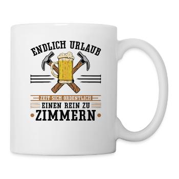 Zimmermann Zimmerer Biertinker Goldstrand Mallorca - Tasse - Weiß - Rechts