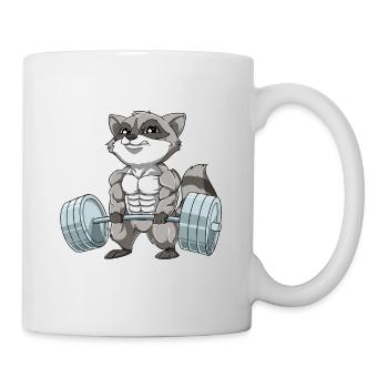 Waschbär Gewichtheben Fitness-Studio - Tasse - Weiß - Rechts