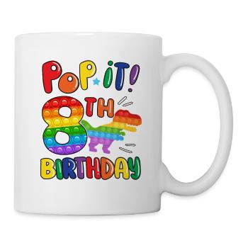 Pop It Dinosaur Happy 8th Dino Birthday - Mug - white - Right
