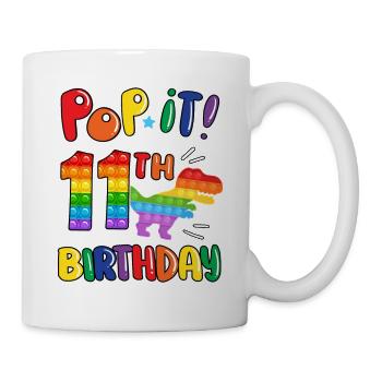 Pop It Dinosaur Happy 11th Dino Birthday - Mug - white - Right