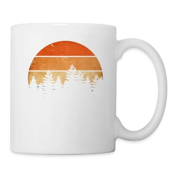 Schöner Wald im Retro Sonnenuntergang Tannenwald - Tasse - Weiß - Rechts