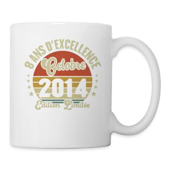 8 Ans Anniversaire Vintage En Octobre 2014 - Mug blanc - blanc - Droite