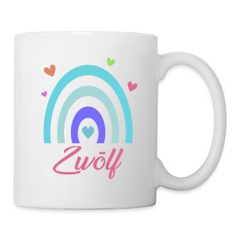 12 Jahre alt - 12. Geburtstag Regenbogen - Tasse - Weiß - Rechts