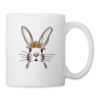 Häsin with flower wreath - Mug - white - Right
