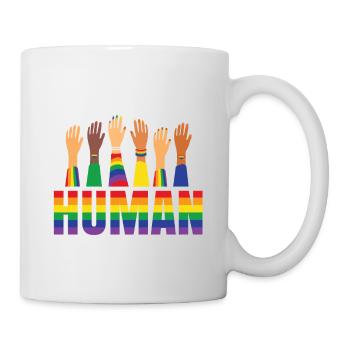 We are all Human Hands LGBT Support Flag Gay - Mug - white - Right