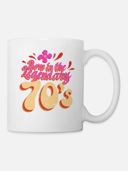 Born in the 70s 70s Retro Hippie colorful - Mug - white