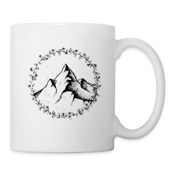 Panorama de montagne avec belle couronne de fleurs - Mug blanc - blanc - Droite
