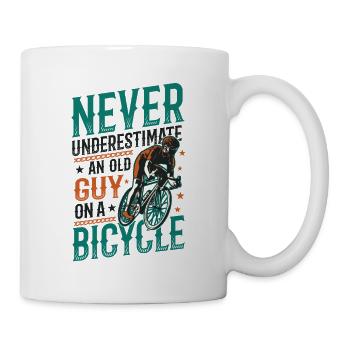Never underestimate an old man on a bike - Mug - white - Right