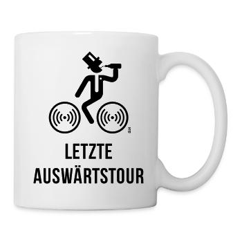 Letzte Auswärtstour (Bräutigam / Fahrrad / JGA) - Tasse - Weiß - Rechts