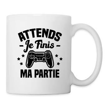 Attends je finis ma partie humour cadeau - Mug blanc - blanc - Droite