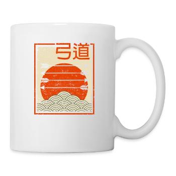 Retro Japanisches Bogenschießen Kyudo Bogen Pfeil - Tasse - Weiß - Rechts