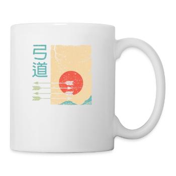 Retro Japanisch Bogenschießen Kyudo Bogen & Pfeil - Tasse - Weiß - Rechts