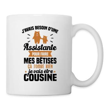 Je vais être cousine, humour cadeau future cousine - Mug blanc - blanc - Droite