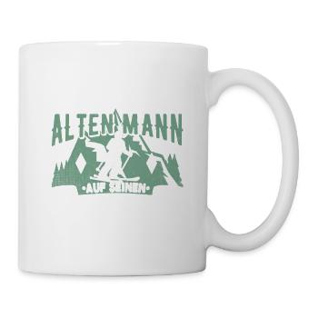 Alter Mann auf Skiern Lustige Ski Sprüche Geschenk - Tasse - Weiß - Rechts