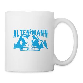 Unterschätze niemals einen alten Mann auf Skiern - Tasse - Weiß - Rechts