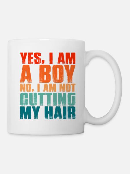 Oui, je suis un garçon - non, je ne me coupe pas les cheveux! - Mug blanc - blanc