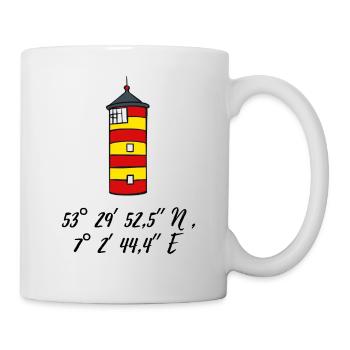 Pilsumer Leuchtturm Koordinaten - Tasse - Weiß - Rechts