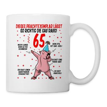 65 Geburtstag Geschenkidee Baujahr 1957 lustig - Tasse - Weiß - Rechts