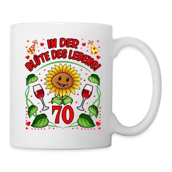 70 Geburtstag Geschenk lustig 70. Jubiläum Blumen - Tasse - Weiß - Rechts