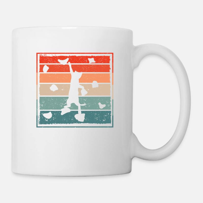 Drôle de rocher Chat Grimpeur Mignon Chat - Mug blanc - blanc